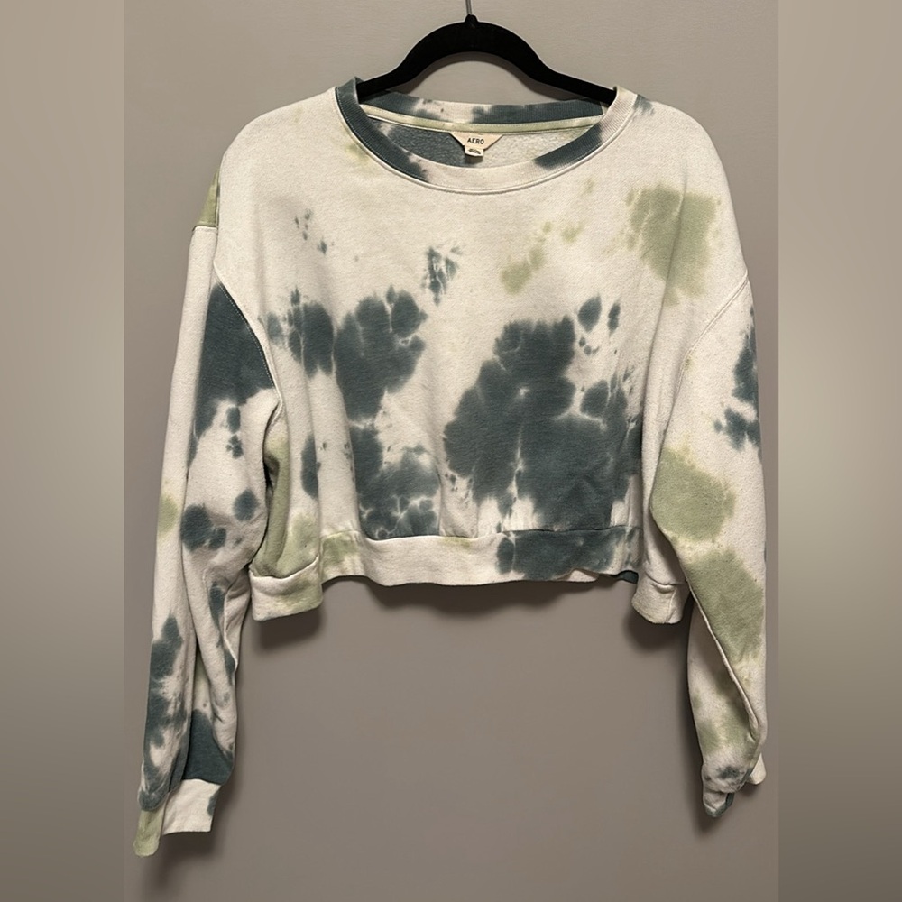 Aero Cropped Tie-dyed crewneck sweatshirt